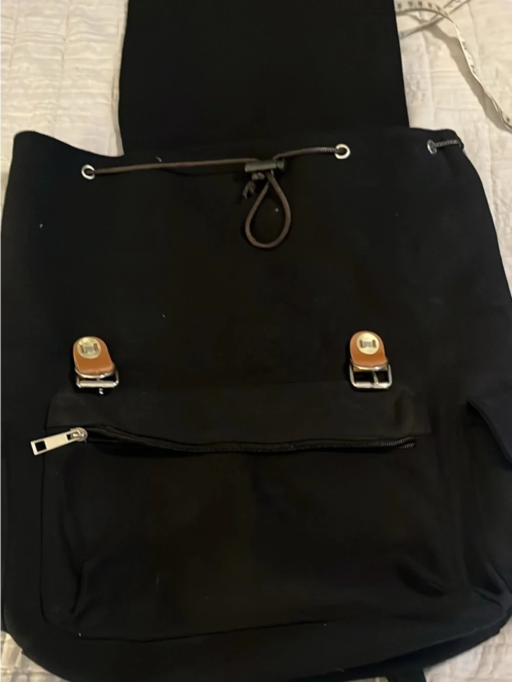 Men's Black Canvas Backpack with Tan Trim